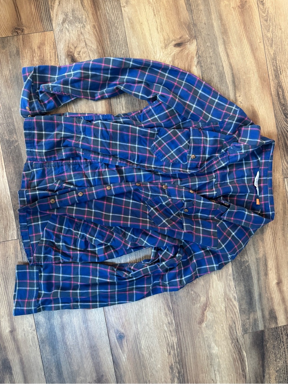Orvis Women’s XL Blue Pink Plaid Flannel Button Down Shirt